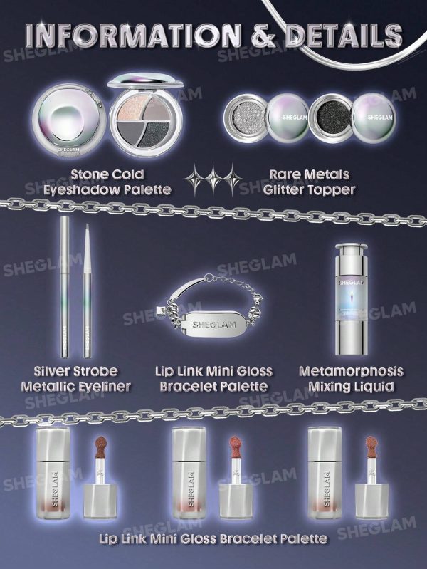 اجزای پک آرایشی لوسترا شیگلم شامل سایه چشم، رژلب، خط چشم و پرایمر