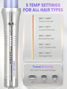 پنج تنظیم دمای فر کننده اتوماتیک شیگلم Airflow Styler Pro 25 میلی متر برای انواع مو