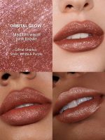نمونه رنگ 525 Orbital Glow رژ لب گلیتری شیگلم روی سه رنگ پوست