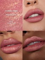 نمونه رنگ 137 Cosmic Pink رژ لب گلیتری شیگلم روی سه رنگ پوست