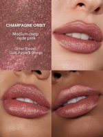 نمونه رنگ 033 Champagne Orbit رژ لب گلیتری شیگلم روی سه رنگ پوست