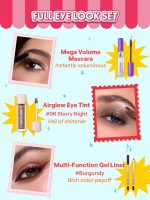ریمل Mega Boost، سایه مایع Starry Night شماره ۰۶ و مداد چشم Burgundy در آرایش چشم