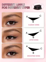 سه زاویه استفاده از مهر Insta-Wing برای شکلهای مختلف دنباله خط چشم